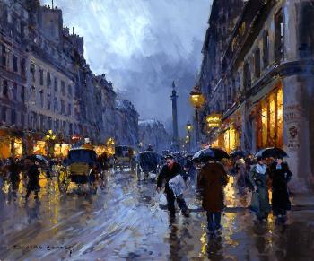 愛德華 科爾特斯 Rue de la Paix, Place Vendome in the Rain